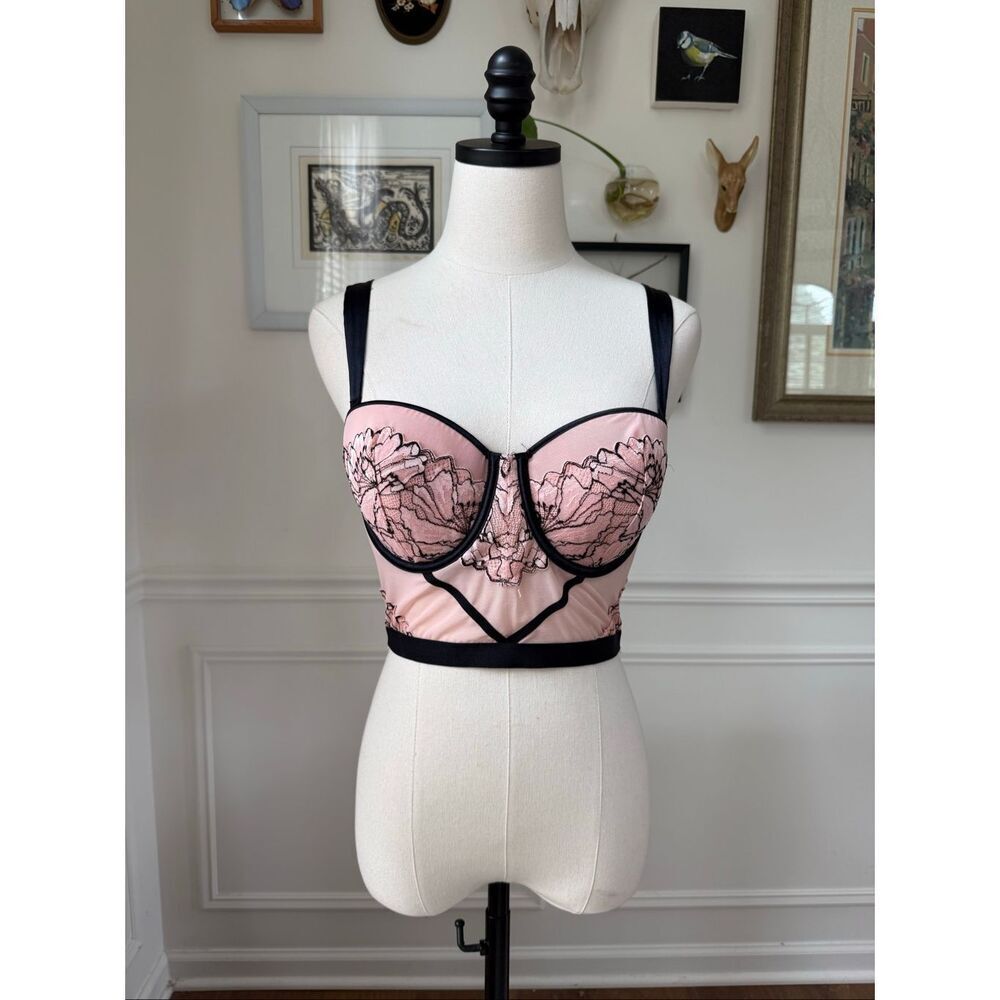 Auden Underwire Lined Balconette Bustier Bra Crop Top M
